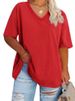 Summer Women's V Neck T-Shirt Loose Short Sleeve Style Fashion Top Casual Streetwear For Women_ecoleips.com