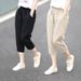 Suitable For All Seasons French Outlet Pure Cropped For Women Elastic Waist Cotton Linen Harem Pants Plus Size Slimming Summer Thin Style_ecoleips.com