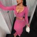 New 2025 Women's Long Sleeve Bodycon Midi Skirt Set_ecoleips.com