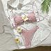 Women's Strapless Floral Bikini Set Fresh Simple Two-Piece Swimsuit Solid Color European American Style Sexy New 2025_ecoleips.com