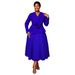 Plus-size Women's Long-sleeve Floral Dress, Slimming V-neck, Waist-cinching, Ruffled Hem, Elegant Party Gown_ecoleips.com