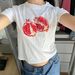 American Retro Y2K Millennium Style Pomegranate Pattern Short-sleeved Cropped T-shirt For Women, Slim Fit,_ecoleips.com
