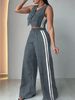 Women's Clothing New Fashion Women's Pocket Sleeveless Nine Point Pants Suit_ecoleips.com