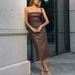High-Slit PU Leather Bodycon Dress – Strapless Sleeveless Bandage Dress For Night Out & Club (Burgundy/Tan/Black, S-L)_ecoleips.com