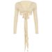 2025 Spring Summer Export Women's Shawl Crop Lace-up Sexy V-neck Fashion Outerwear Long Sleeve Top Wholesale_ecoleips.com