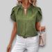 Fashionable Summer V-Neck Short-Sleeve Top, Women's Shirt_ecoleips.com