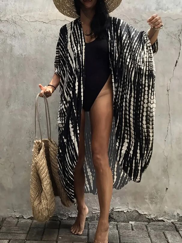 K Zi-dyed Sun-protective Open-fronted Cardigan Beach Vacation Dress Bikini Cover-up Swimwear Women's Sun-protective Clothing_ecoleips.com
