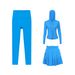Women's Slim Fit Three Piece Set Hooded Jacket Skirt Cropped Pants Elastic Sports Running Yoga Outerwear_ecoleips.com