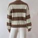 Cozy Oversized V-Neck Sweater Women's Casual Knit Top With Striped Design - Fall & Winter Warm Loose Fit Pullover_ecoleips.com