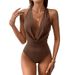 2025 Summer New Sexy Light Ripe Neck V-neck Solid Color Onesie_ecoleips.com