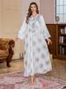 Embroidered Dubai Abaya Dress – Elegant Muslim Long Robe With Floral Stitching – Modest Arabian Gown For Women (Pink/White, M-XXL)_ecoleips.com