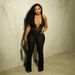 Women's Clothing Women's Sexy Halter Neck Jumpsuit Backless Deep V Neck Lace Detail European American Style Hot Selling With Shorts_ecoleips.com