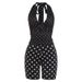 Summer Women's Polka Dot Lace-Up U Neck Vest Top With Sexy Shorts Set Hot Girl Clothing_ecoleips.com