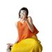 Elegant Women's Pleated Sleeveless Top Unique Design Round Neck T-Shirt Solid Color Fashion Irregular Fit_ecoleips.com