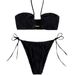 Women's Clothing Stylish Split System Swimsuit For Women Adjustable Tie-Front Bikini Set – High-Stretch Nylon & Quick-Dry Lining (6 Bold Colors)_ecoleips.com