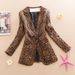 Animal Print Blazer Jacket For Women - Slim Fit Long Sleeve Single-Button Office Coat With V-Neck (Sizes M-XXXXL)_ecoleips.com