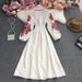 Women's Clothing V Neck Trumpet Sleeve Tie Waist Large Swing Ruffle Dress Female Drape_ecoleips.com