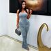 TW853 Women's Sexy Bodycon Long Dress European American Style Pleated Solid Color Fashion Casual Maxi Gown_ecoleips.com