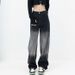 Black Gradient Jeans Women With A Pear-shaped Figure, 2026 High-waisted Straight Wide-leg Pants, Long Trousers For_ecoleips.com