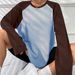 Voya Women's Clothing European Women's Clothing 2026 Spring/summer American Retro Patchwork Color-blocking Raglan Long-sleeve_ecoleips.com