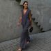 Women's Clothing Cotton V Neck Sleeveless Top Vest Trousers Suit Pure Color Temperament Commuter Two Piece Suit_ecoleips.com