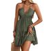 Elegant V-Neck Camisole Dress With Flutter Sleeves And Ruffle Hem, Flattering Slip Dress For Women, Summer Casual & Party Sleeveless Maxi Dress_ecoleips.com