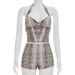 Women's Slim Fit Two Piece Set C26ST073 European American Style Summer New Sleeveless Halter Neck Snake Print Top Shorts_ecoleips.com