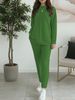 Women's European American Style Solid Color round Neck Long Sleeve Pant Set Casual Two Piece Top And Trousers Spring Autumn_ecoleips.com