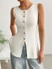 Women's Clothing Pullover Fashion Knitted Sweater Vest Vest Gold Button_ecoleips.com