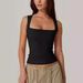 Women's Clothing Camisole Vest Hot Girl Fashion Camisole Style Autumn Square Collar Top Milk Silk_ecoleips.com