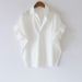Vintage Short Sleeve Shirt For Women – Loose Batwing Sleeve, Casual & Elegant Blouse In White, Black & Khaki_ecoleips.com