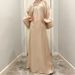 Women's Clothing Lantern Sleeve Bright Silk Long Skirt Stand Collar Back Tie Female Dress_ecoleips.com