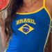 Brazilian Flag Print Camisole Royal Blue Sleeveless Top for Women Breathable Stylish for World Cup Summer_ecoleips.com
