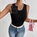 Women's Sleeveless Top 3D Floral Decoration Solid Color Vest Spring/Summer Regular Polyester Tank Top & Camis_ecoleips.com