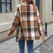 Women's Plaid Long Sleeve Shirt Open Front Asymmetrical Draped Blouse Spring Autumn Office Wear Red Size S_ecoleips.com