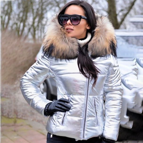 Women's Quilted Puffer Jacket With Faux Fur Trim – Winter Short Coat, Streetwear Outerwear In Multiple Colors (Black/Yellow Trim)_ecoleips.com