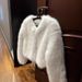Oversized Faux Fox Fur Coat Women's - Streetwear Cropped Jacket With Round Neck, Vegan Fur Coat For Casual Chic (Coffee/White/Black/Gold-Tipped)_ecoleips.com