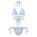 Swimsuit Women Mermaid Diamond Chain European And American Pure Desire Style Tie Triangle Bikini Three-Piece Ins Sexy_ecoleips.com