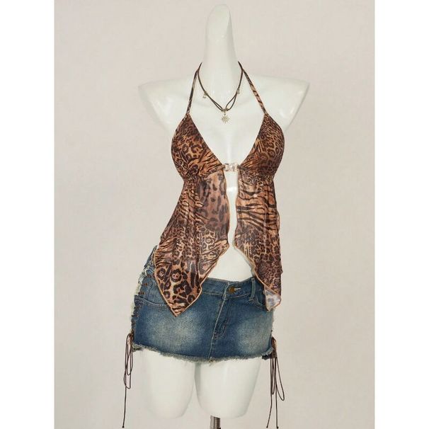 2026 European And American Foreign Trade Sexy Printed Halter Neck Top, Trendy Fashion Women's Tank Top For Cross-border_ecoleips.com
