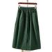 Women's Cotton A-Line Skirt Button down Elastic Waist Korean Style Casual Mid-Length Skirt_ecoleips.com