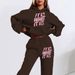 Women's Clothing Long Sleeve Hooded Sweatshirt Letter Print Simple Sweater Suit For Autumn_ecoleips.com