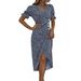New European And American Cross-border Foreign Trade Women's Clothing: Puff Sleeve, Irregular Hem, V-neck, Casual_ecoleips.com