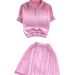 Women's Clothing All Match Knit Sweater Two Piece Suit Retro Contrast Color Short Sleeved Top High Waist Pleated Skirt_ecoleips.com