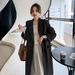 2025 Spring And Autumn Korean Style Long Blazer Women's Casual Loose Slimming Elegant Over-the-Knee Trench Coat_ecoleips.com