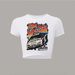 Y2k Style Sexy Crop Top For Women With Car Print - Slim Fit Short Sleeve T-Shirt - Trendy Streetwear - Polyester Blen_ecoleips.com