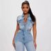 Women's Stretch Washed Denim Jumpsuit - High Waist Slim Fit Loose Straight Leg Romper - Light Blue_ecoleips.com