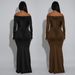 Off-Shoulder Bodycon Mermaid Dress – Slim Fit Long Sleeve Elegant Evening Gown (S-XXL, Black & Coffee, Sexy Office To Party Dress For Women)_ecoleips.com