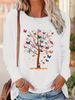 Long Sleeve T-Shirt Butterfly Tree Print Harajuku Shirt Funny Gothic T Shirt Women's Casual Print Crew Neck Top Tee Tshirt_ecoleips.com