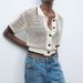 Women's Breathable Lace-Up Knit Short Sleeve Shirt Cropped Open-Front Cardigan Casual Chic Style_ecoleips.com