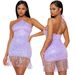 Women's Clothing strappy halterneck dress sexy tassel sequins_ecoleips.com
